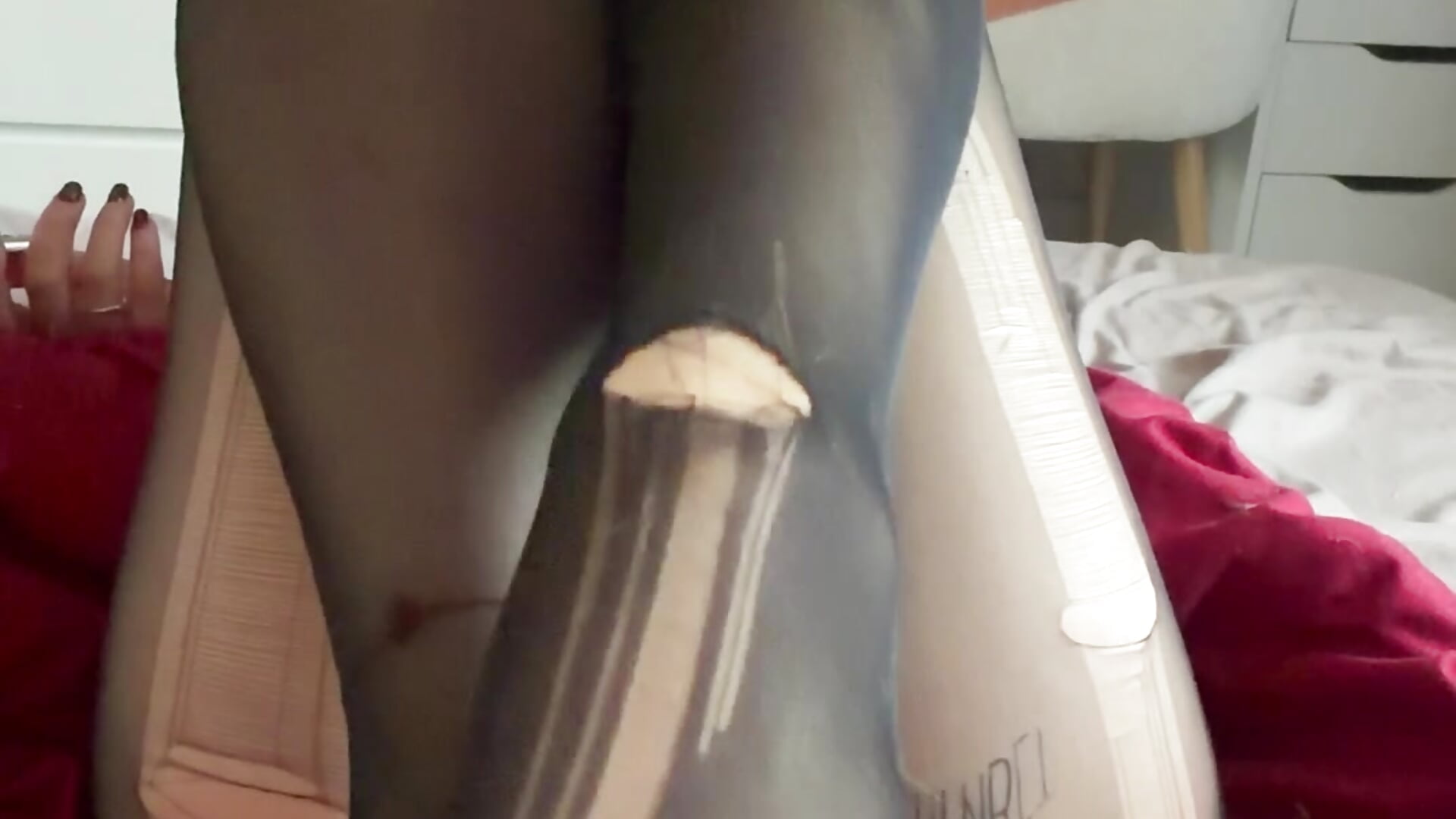 Sniff my feet in these torn tights😪