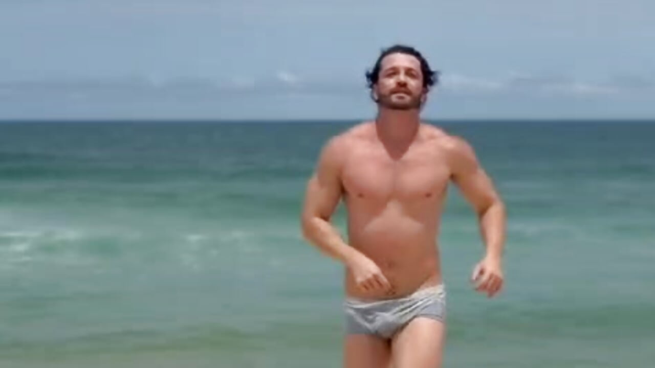 Running in the beach