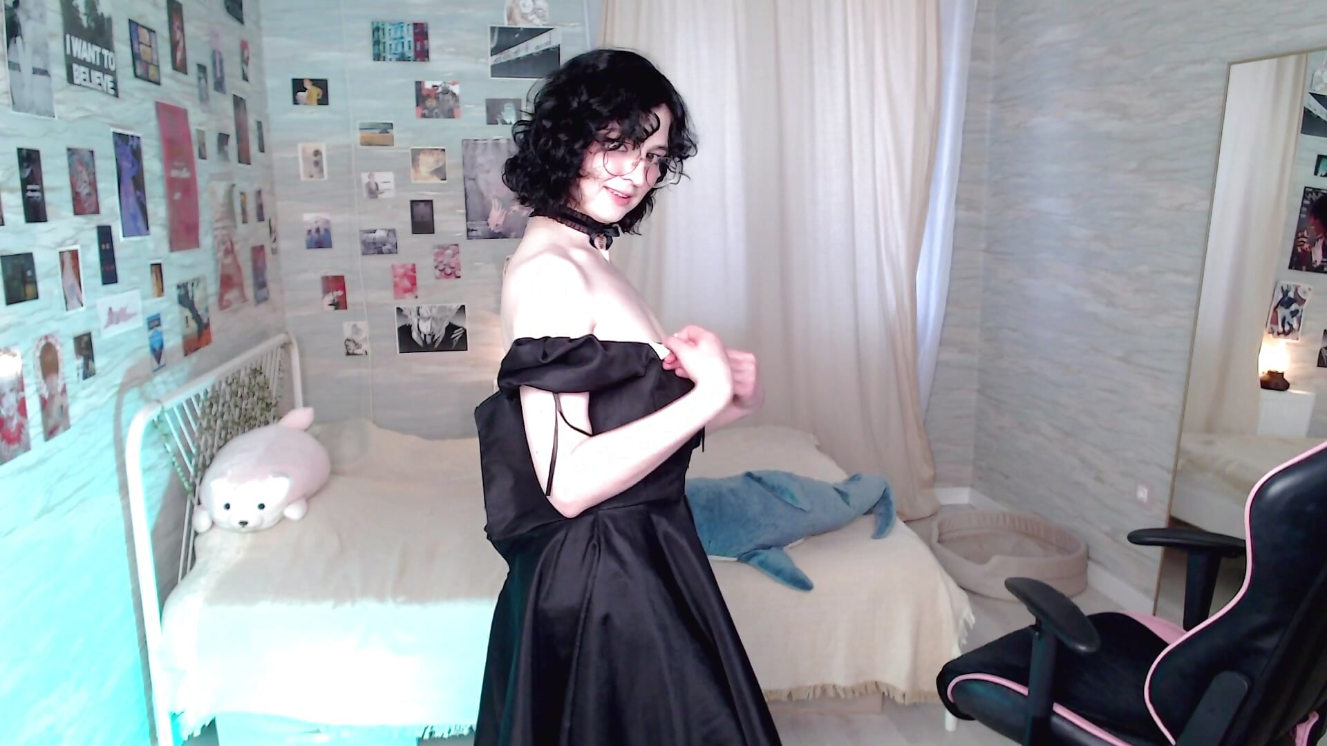 cute goth girl in the lingerine