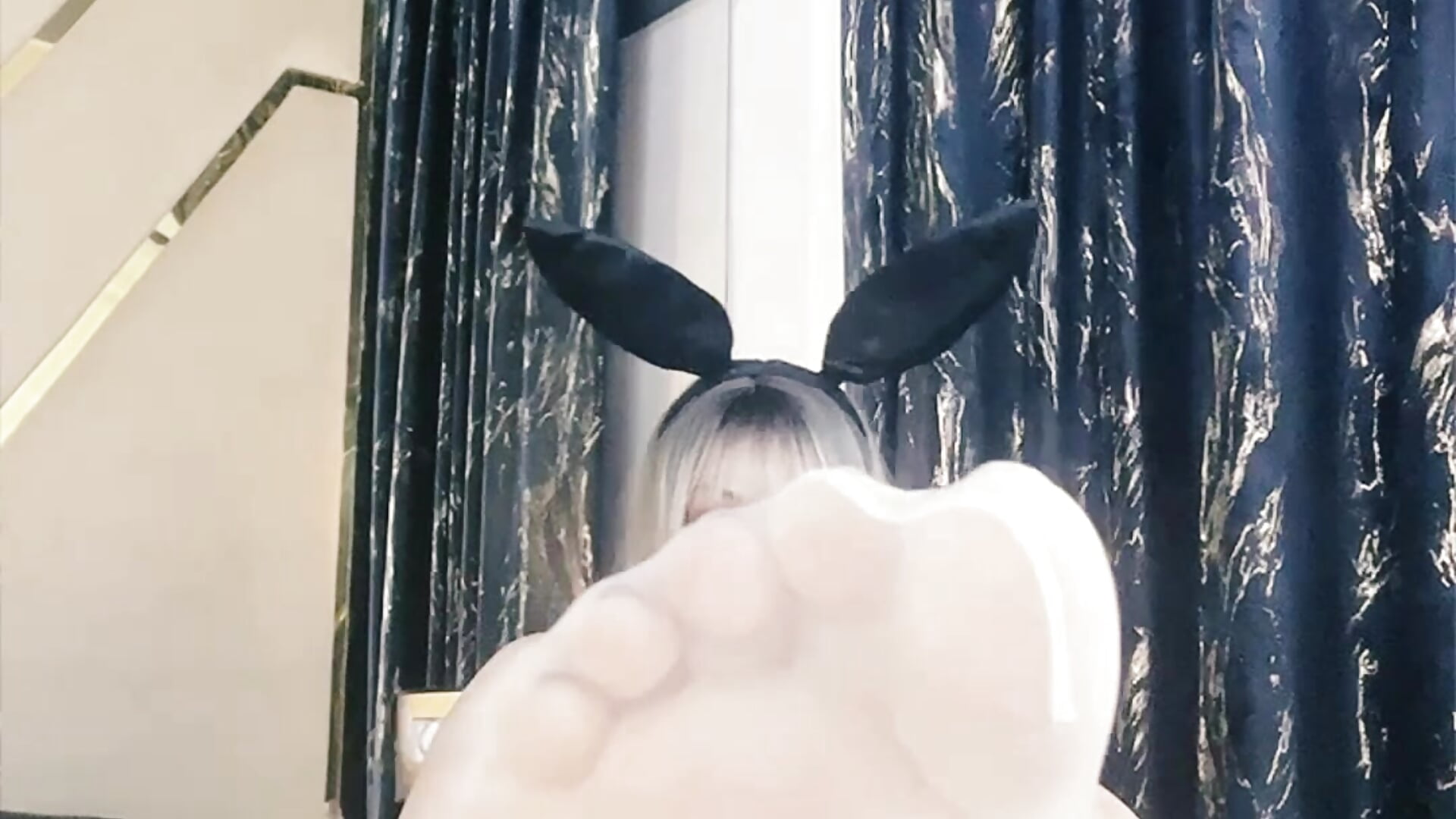 White stockings and foot fetish