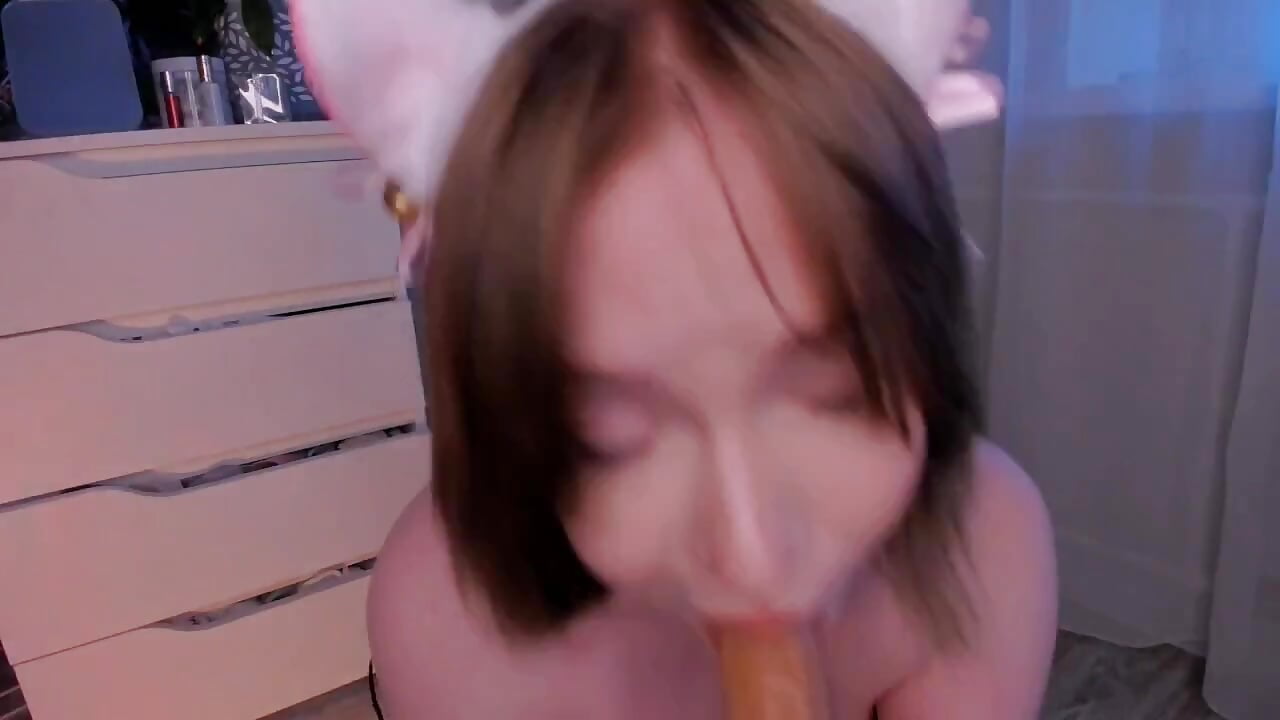 Cat maid cosplay, POV blowjob + dildo sex to orgasm (cowgirl, doggy style, missionary)