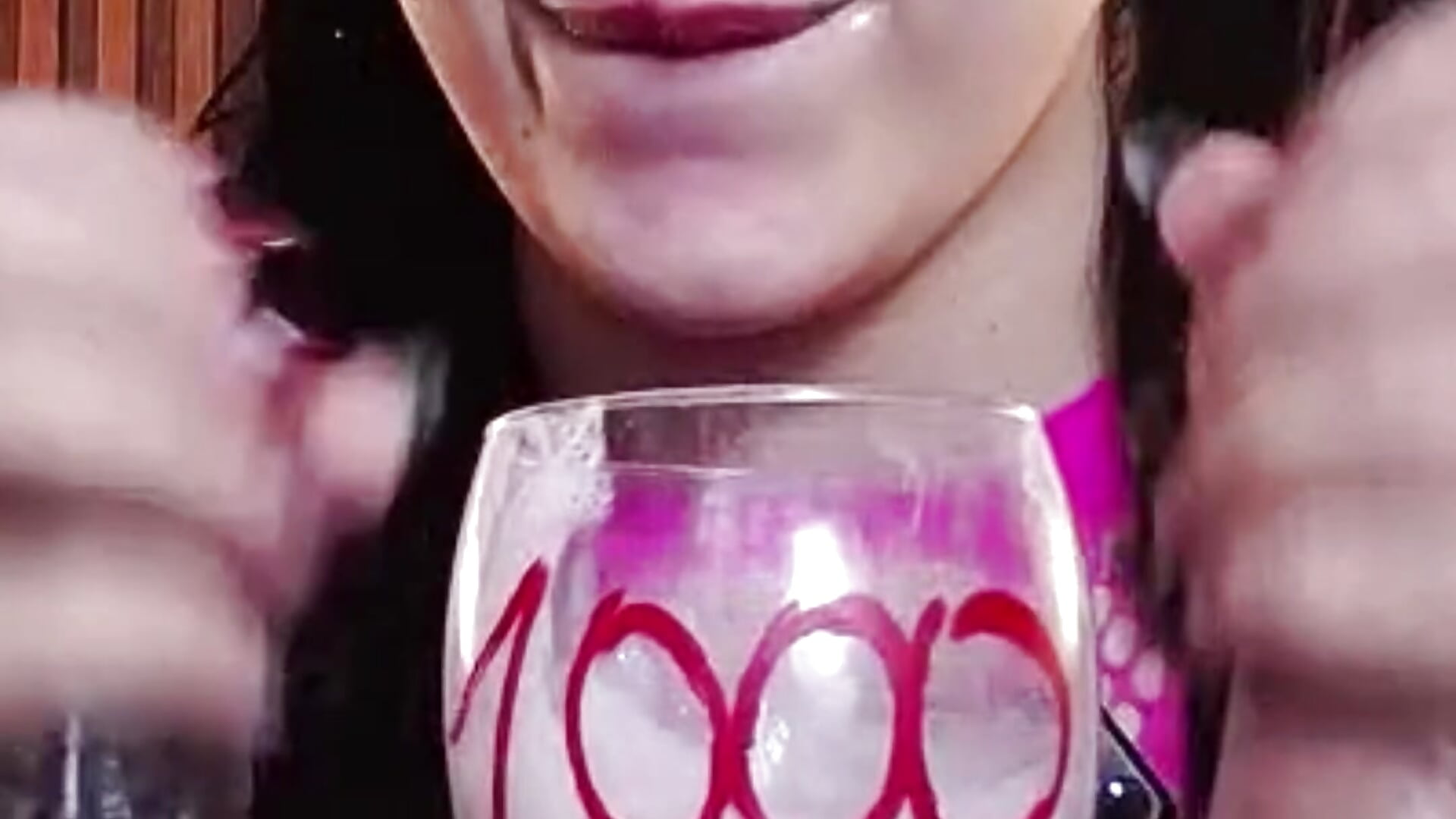 Will you help me fill my glass with saliva and cum?? Which one will make me drool more?? 💦 - video by Ary_butty cam model