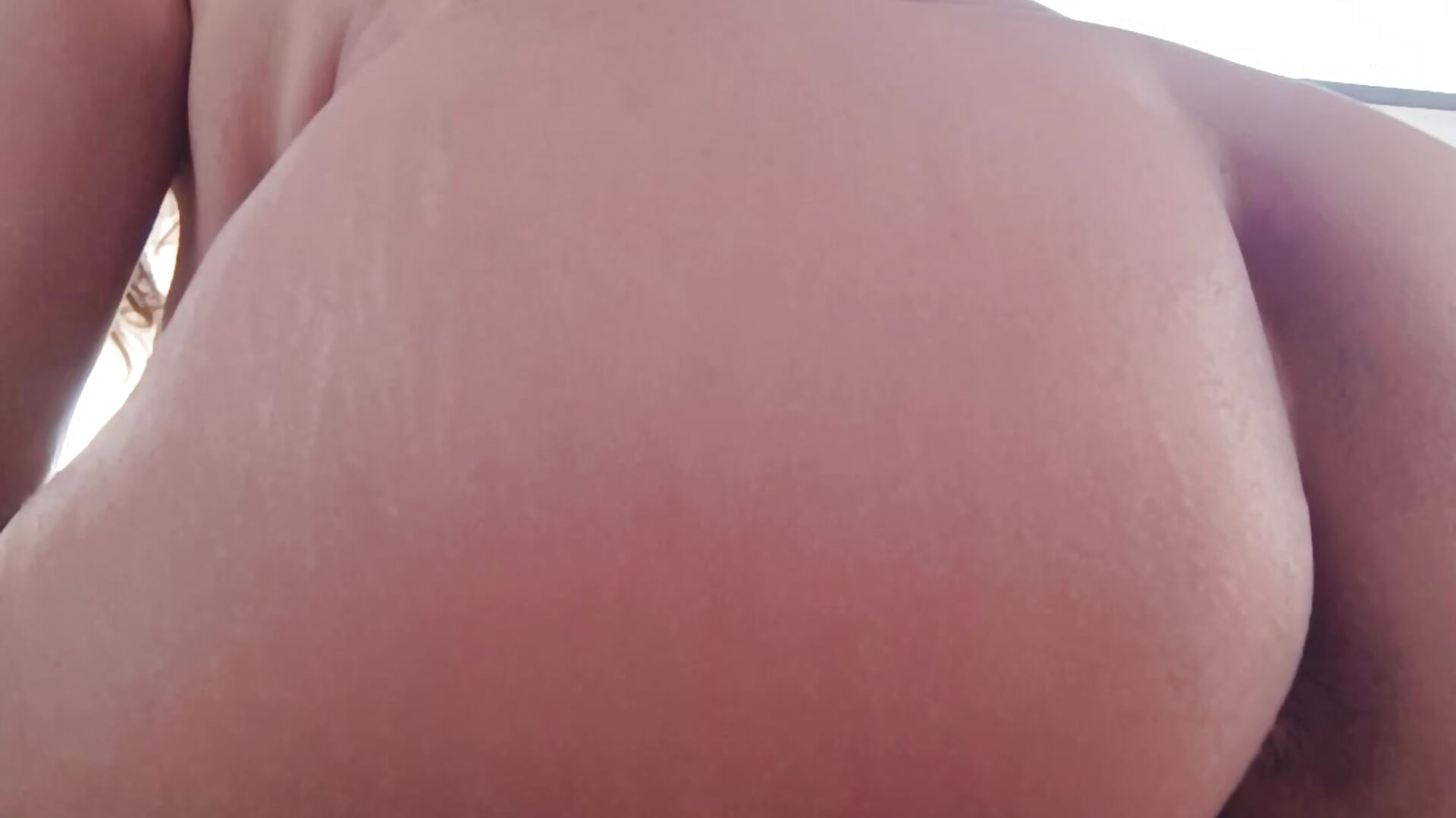 Anal fingering on my terrace. Horny and oiled