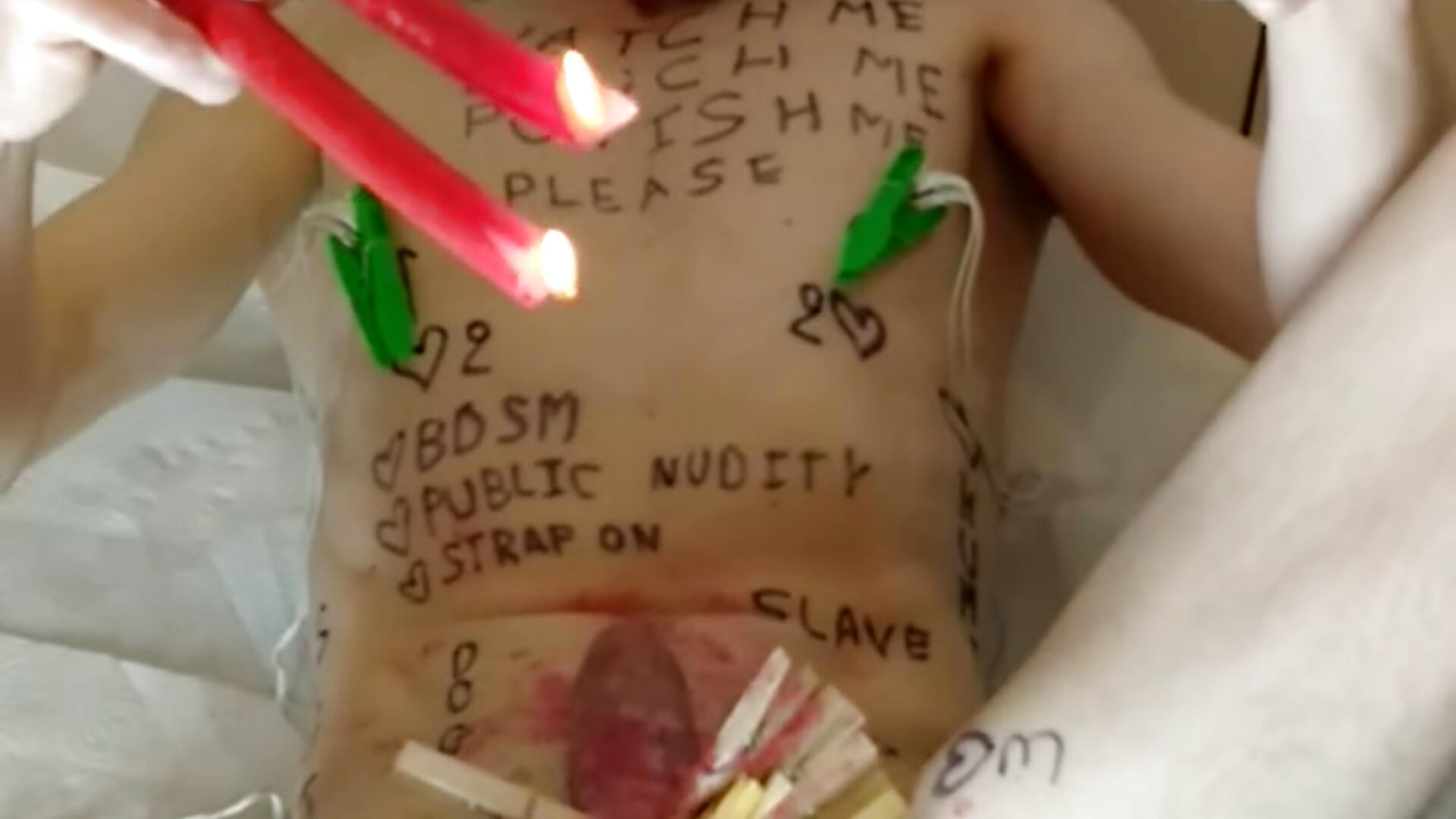 FACE REVEAL Extreme solo 😈 🙈 (wax, bodywriting, electro, anal, clothespins)
