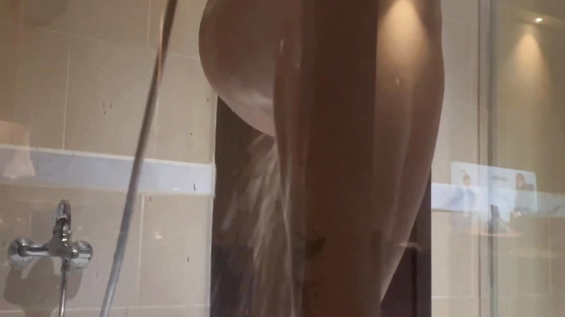 Shower spy, dirty talk, soap, cum