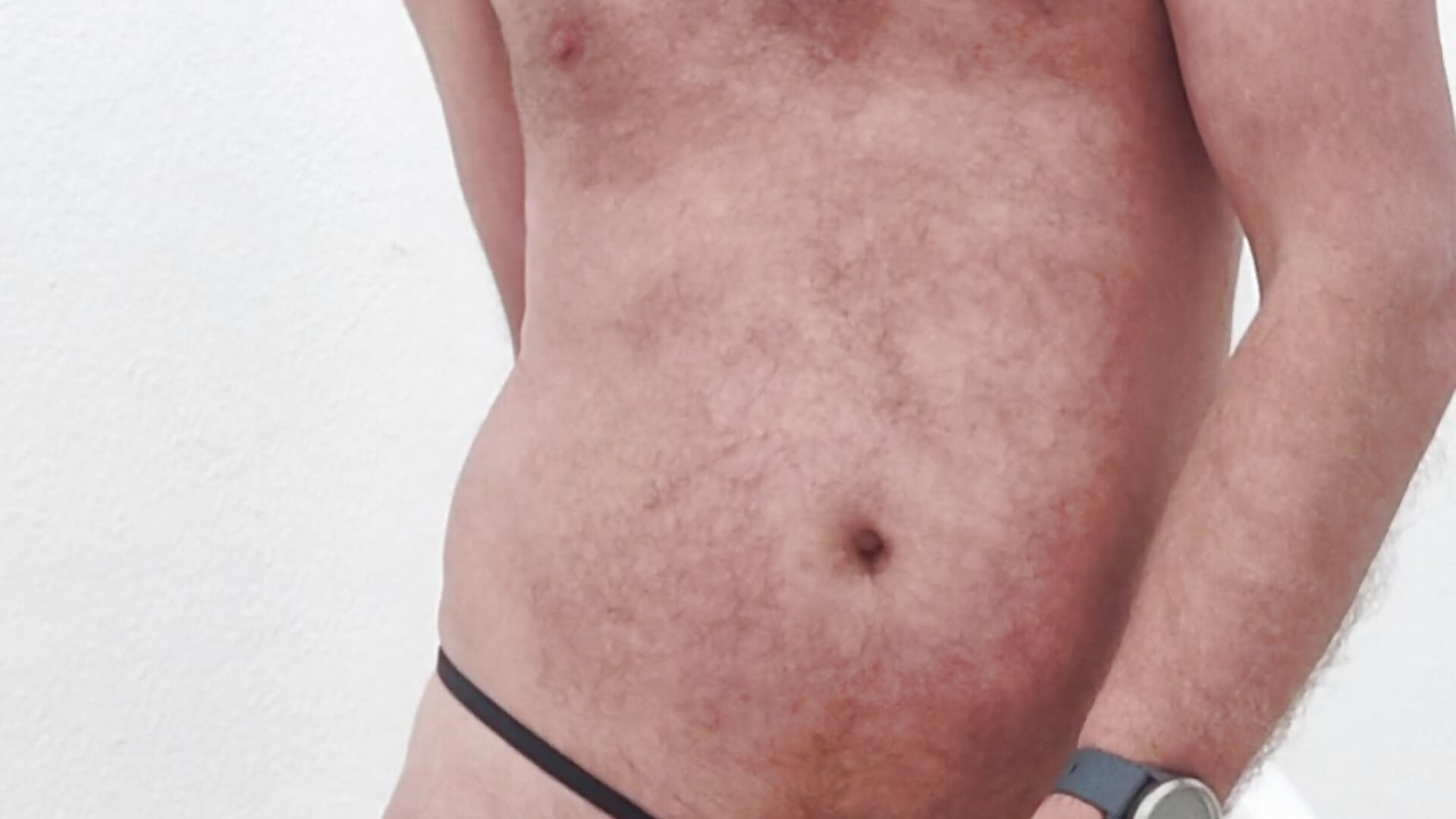Outdoor cum with butplug microstring