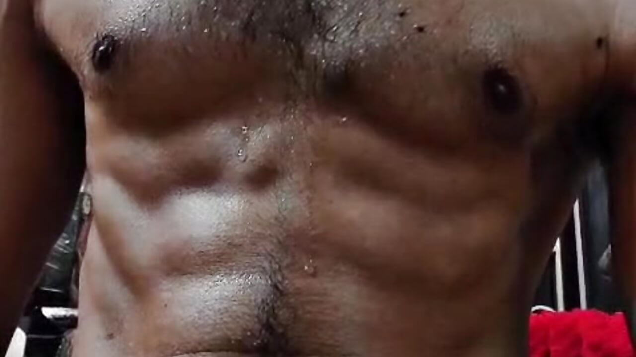 Post workout - sweaty 6packs - video by tusharuk cam model