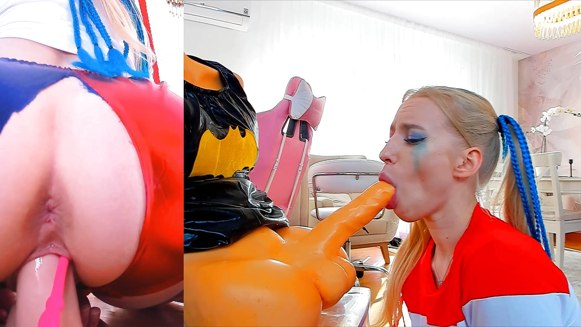 Bats and Robin fuck Harleys pussy and mouth - βίντεο μοντέλου Jane_Klein