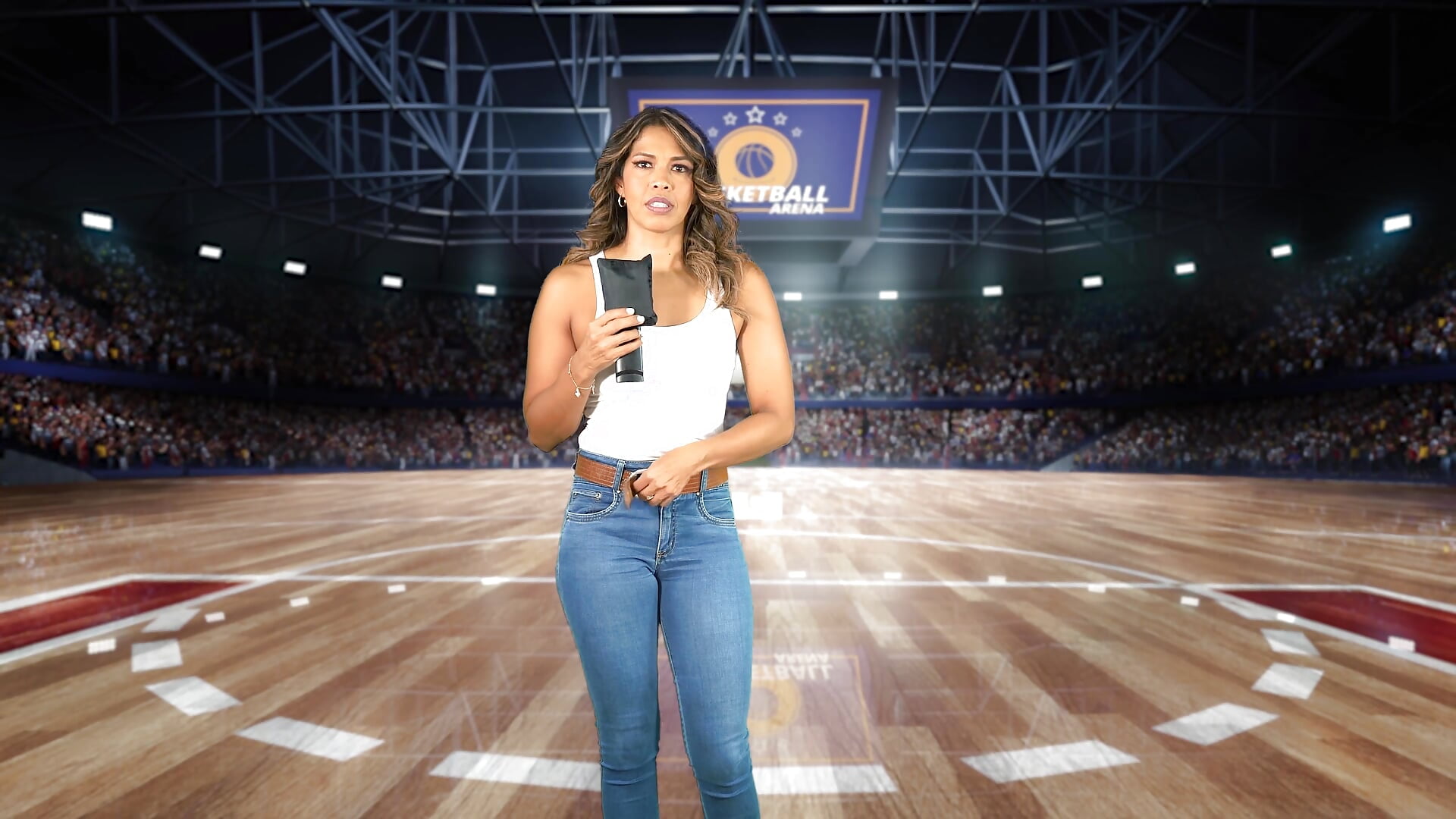 Hot reporter strips naked in front of the cameras in the middle of the stadium - video by BriannaLorens cam model