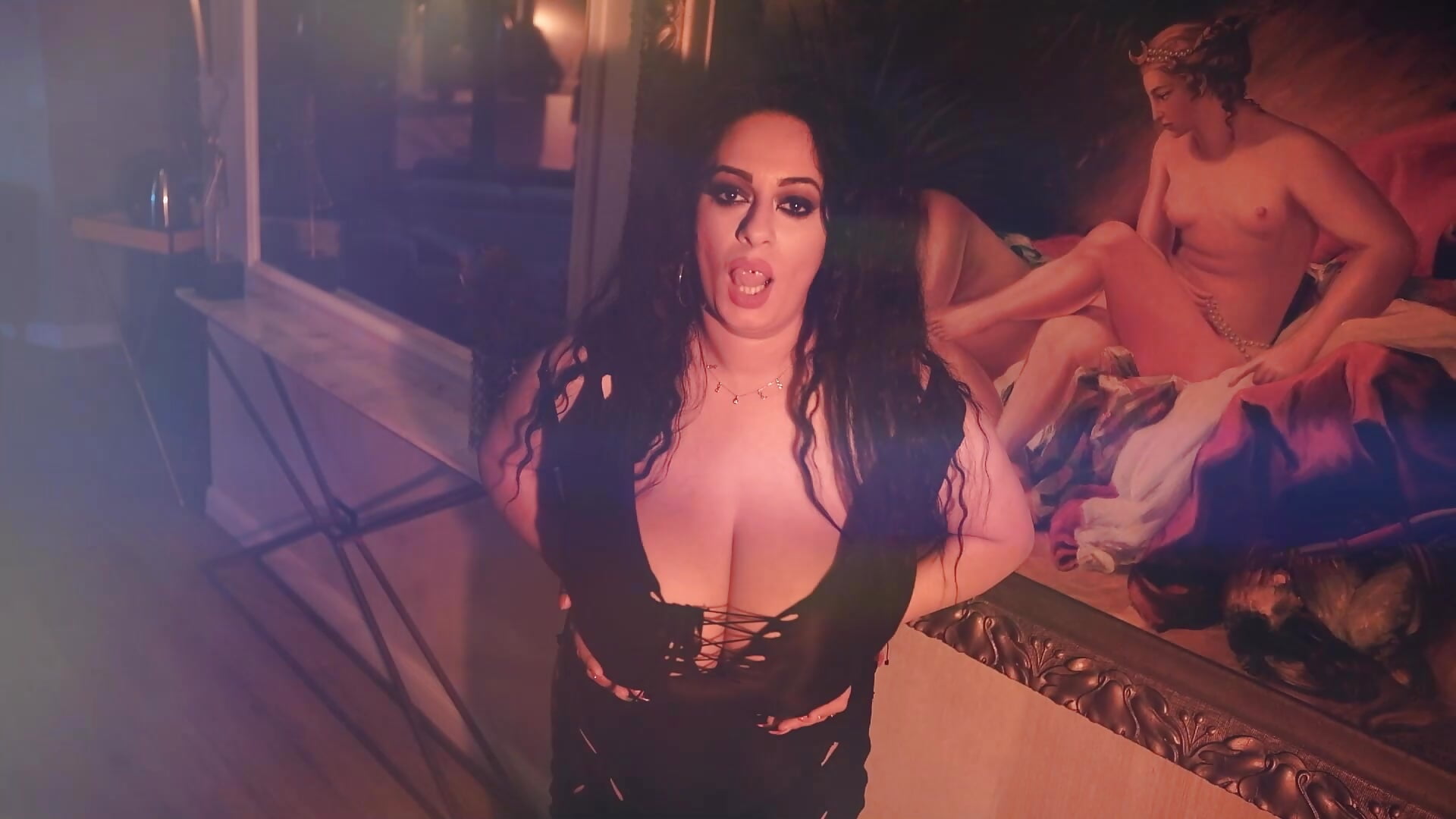 Busty Goddess in Black 💎 Boobs Play Tease 💋 - video by VanessaBoobsx1 cam model