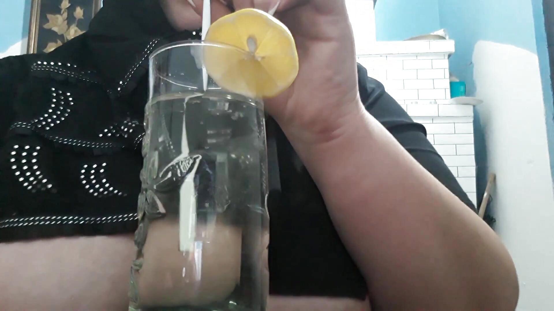 drink squirt from glass - video by piticaforever cam model