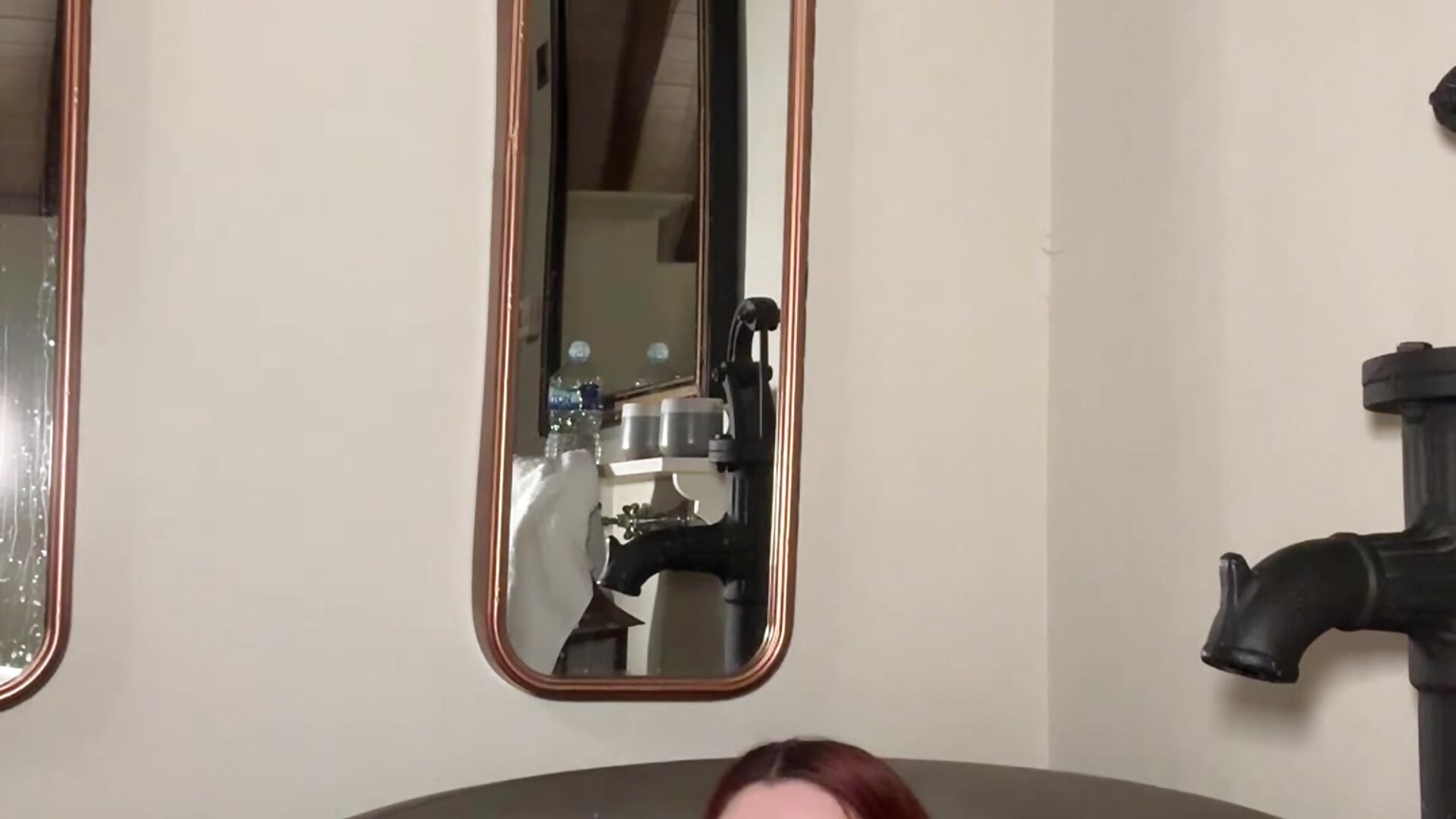 In hotel copper bath see me showing off my body would you want to join?