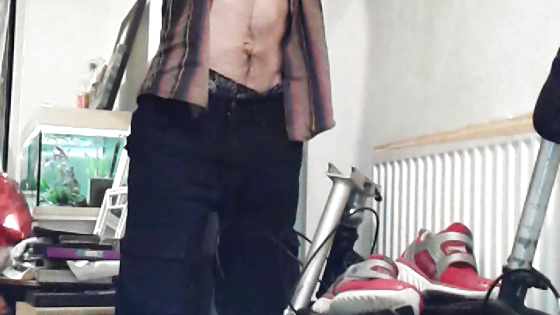 Feeding my fish, fixing the coat hanger and trying jumping on the bicycle - video by theSmallest-dick cam model