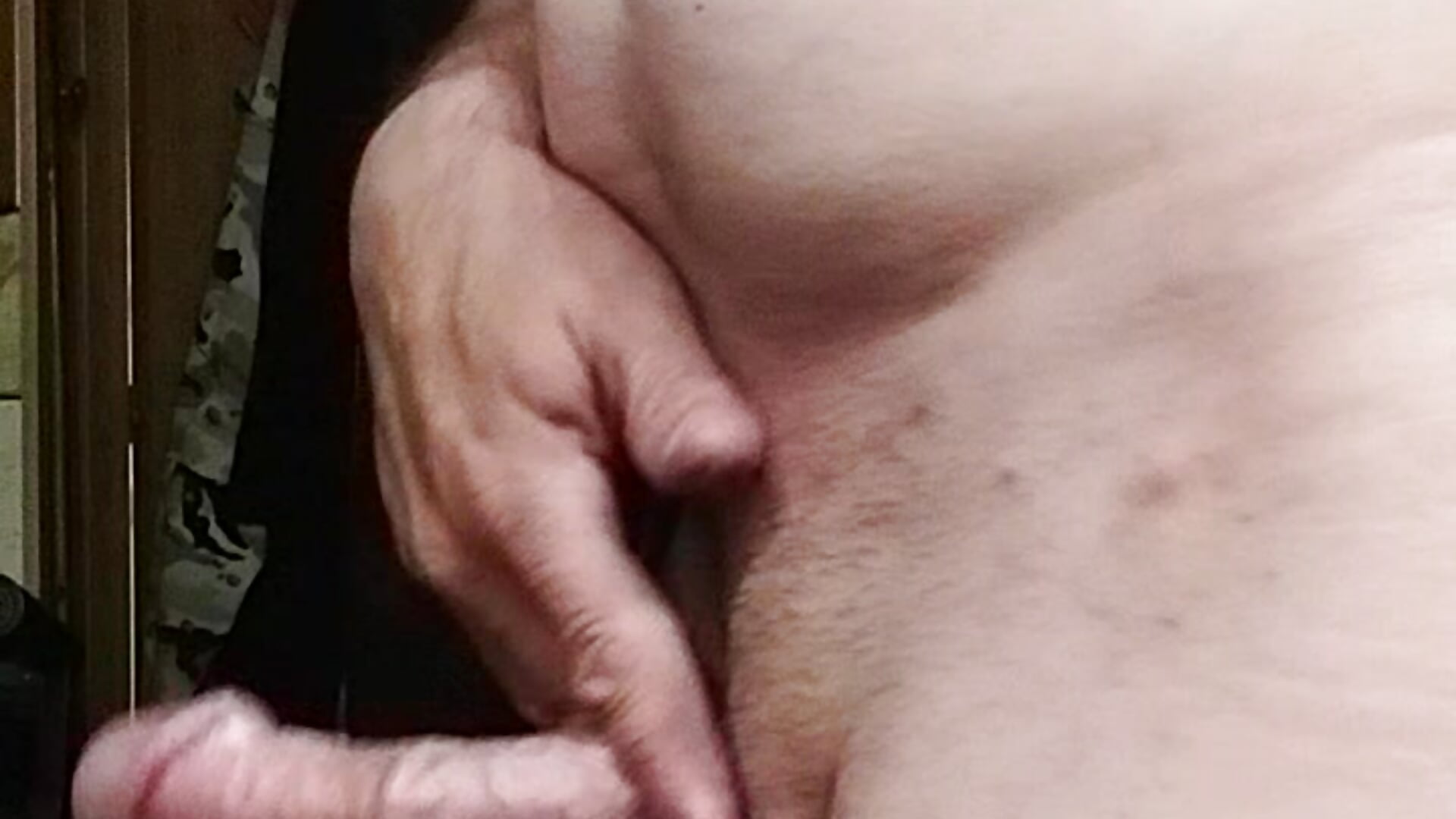 Jerking my huge cock with tattoos showing