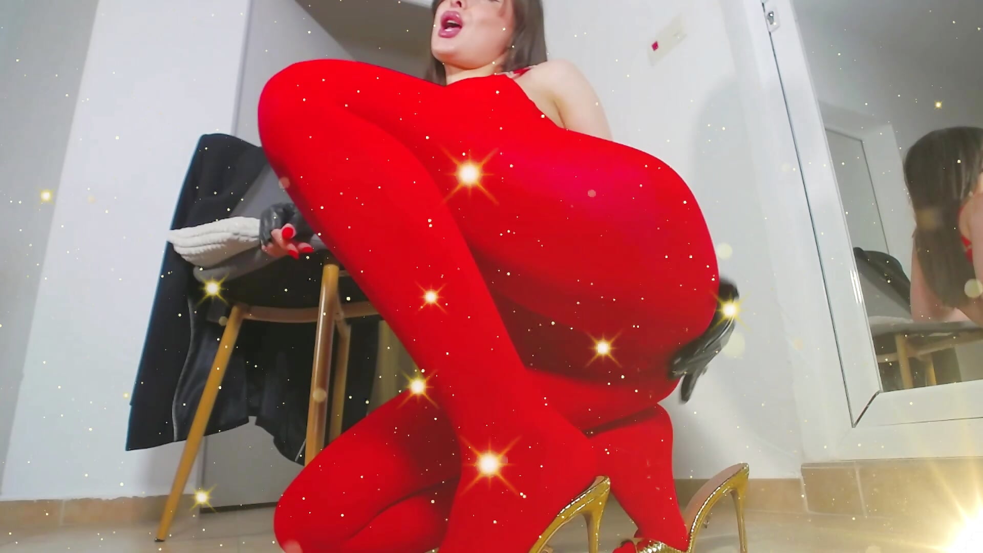 Worship Red Nylon Tease and Denial session – video af MistressMilana cam-model