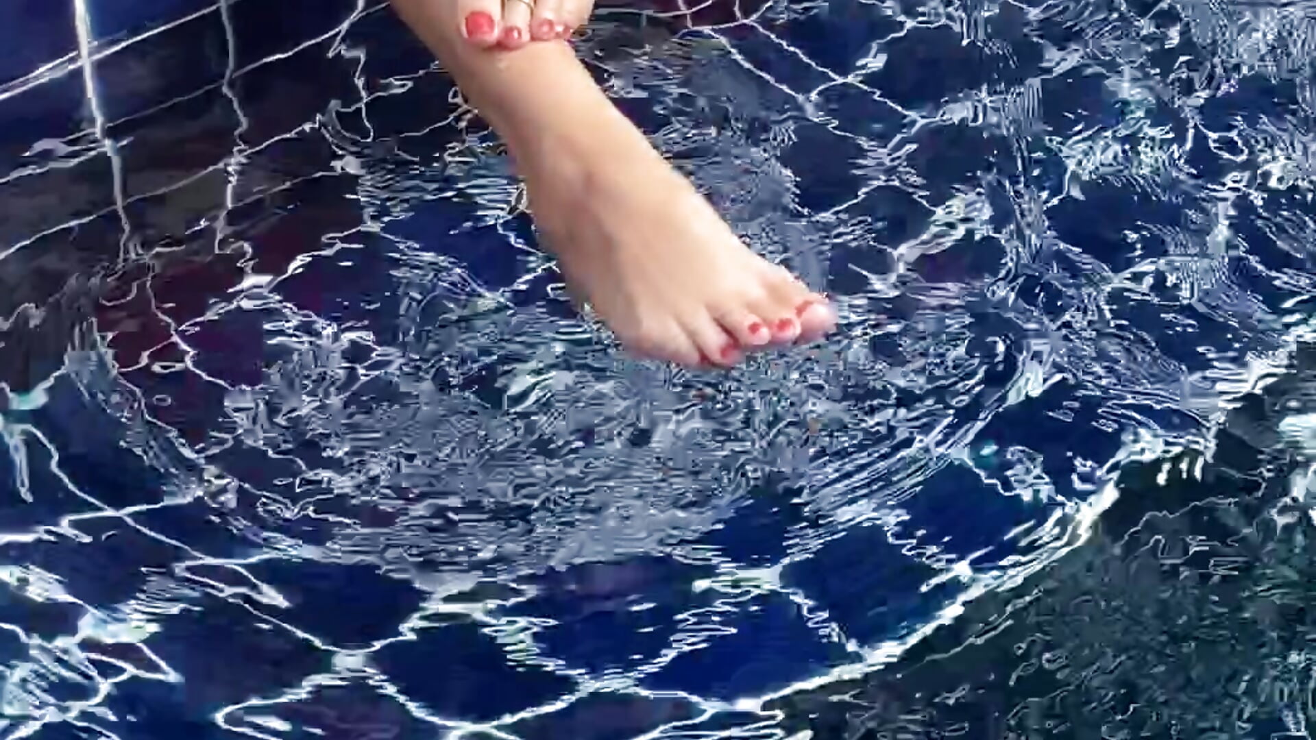 Foot tease in pool