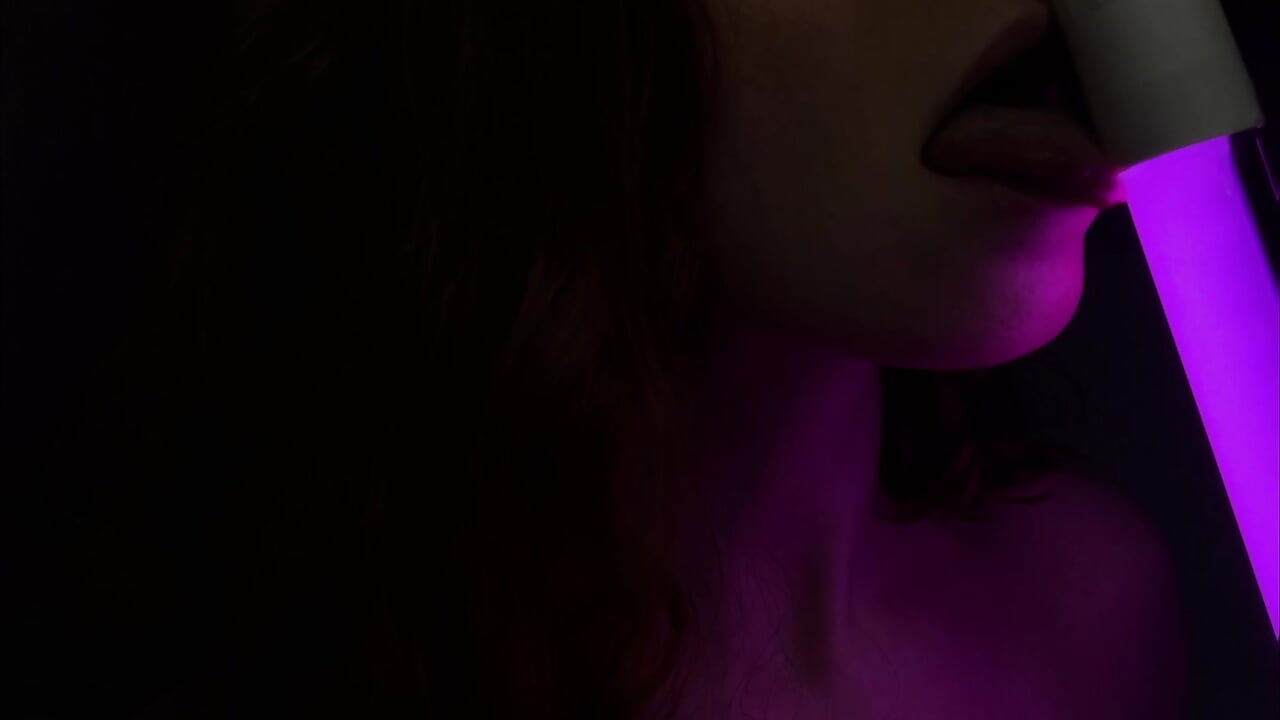HOT NEON STRIPTEASE WITH RIDE, FUCK & SUCK DILDO
