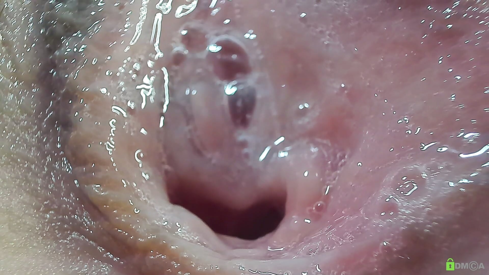 Pussy plays with saliva
