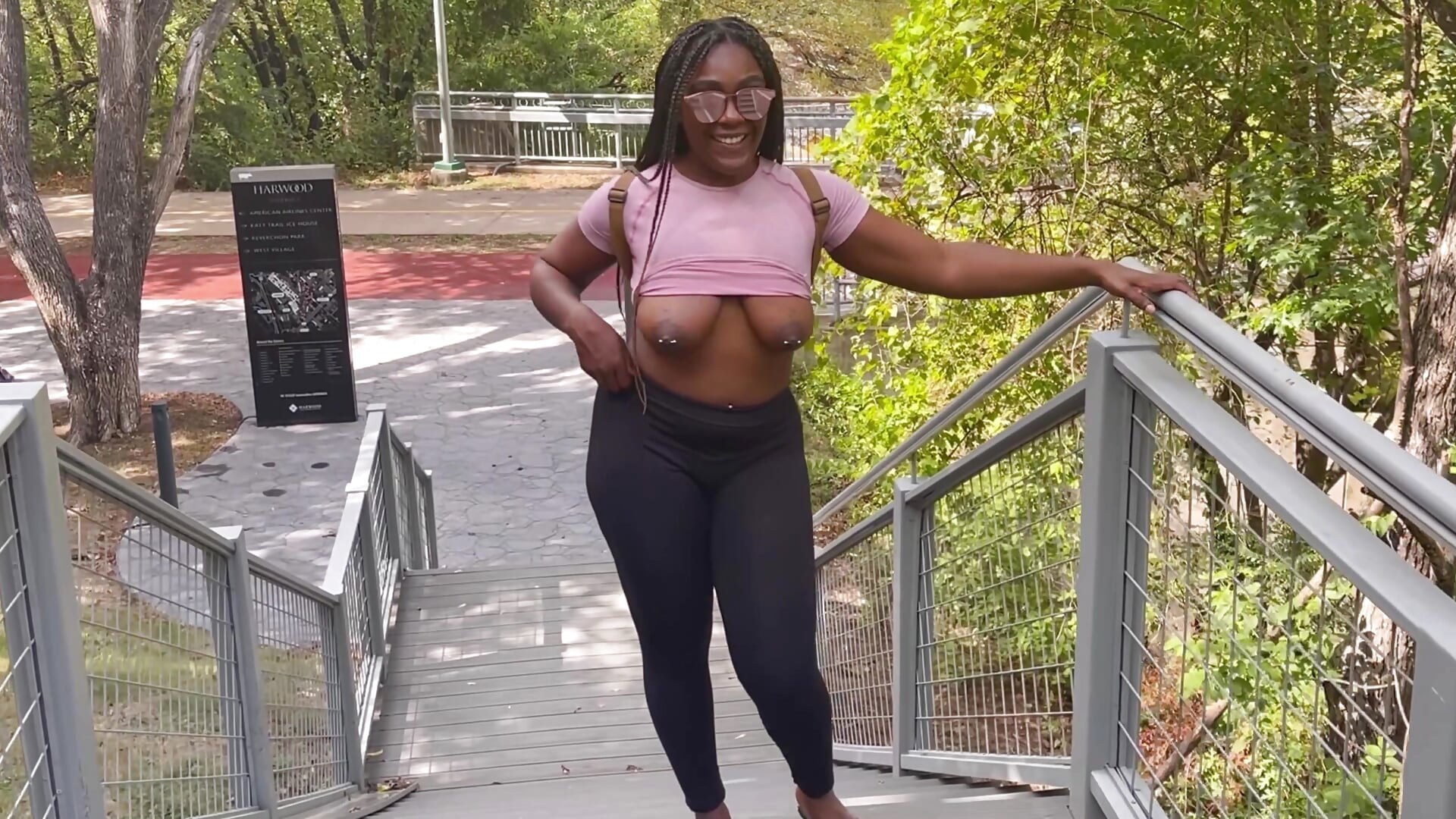 Flashing Boobs and Ass on Public Trail