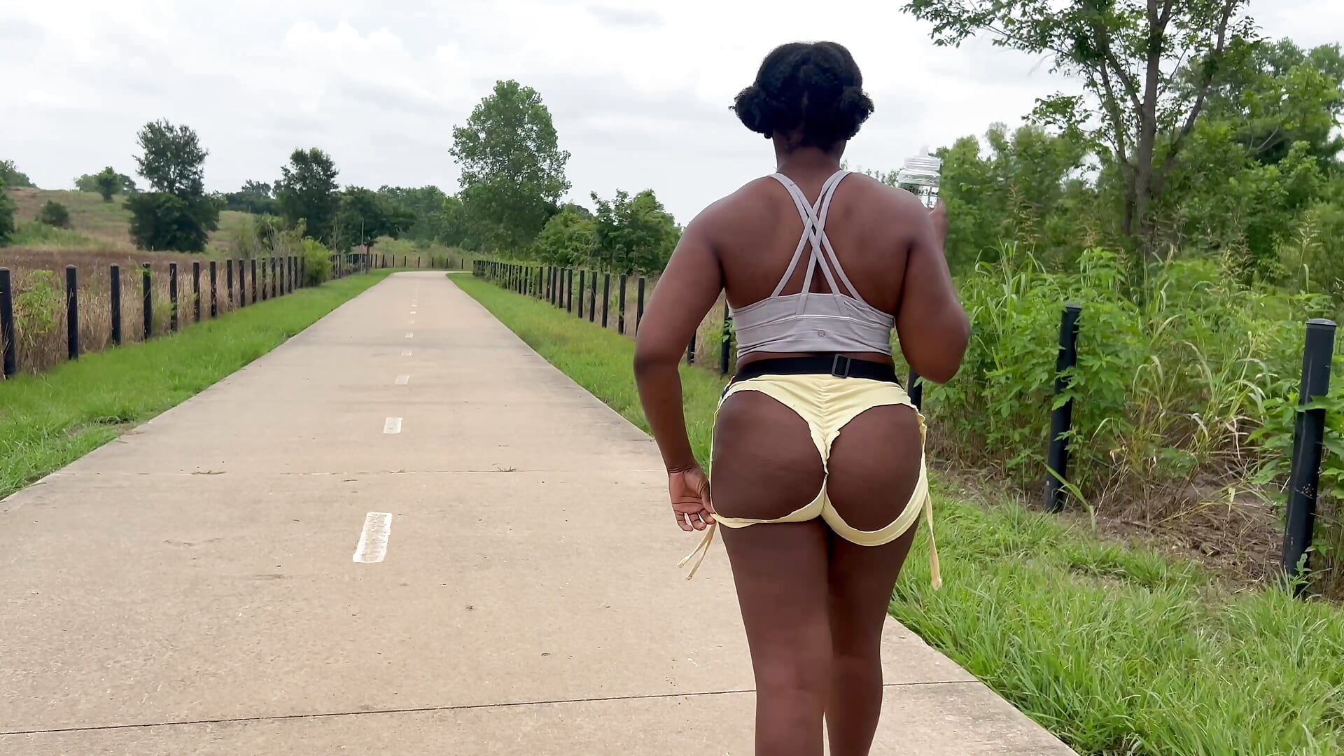 My Risky Yellow Shorts in Public