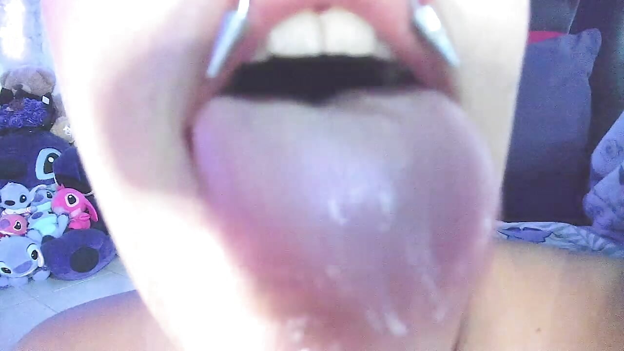 naughty mouth and wet saliva