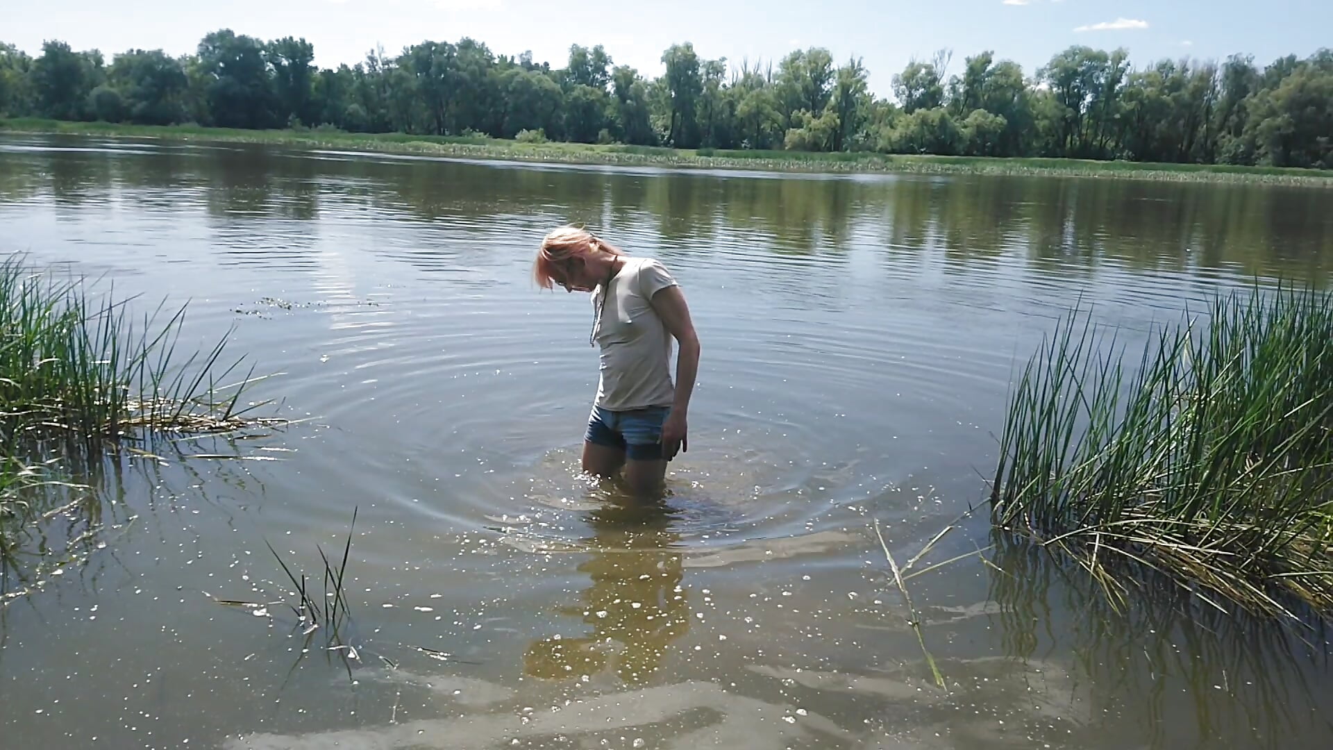 Swimming in the river in shirts and t-shirt... - video by Alexa_Cosmic cam model