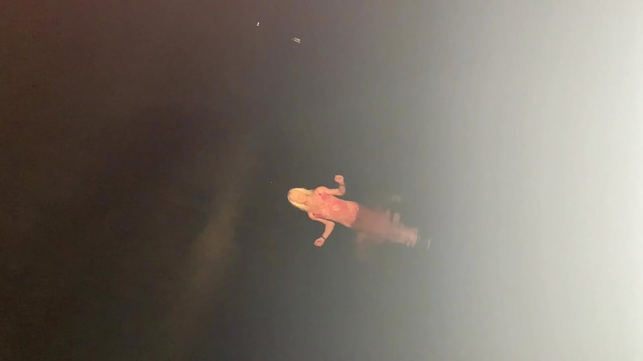 Swimming in lake in colorful summer dress at the night - video by Alexa_Cosmic cam model