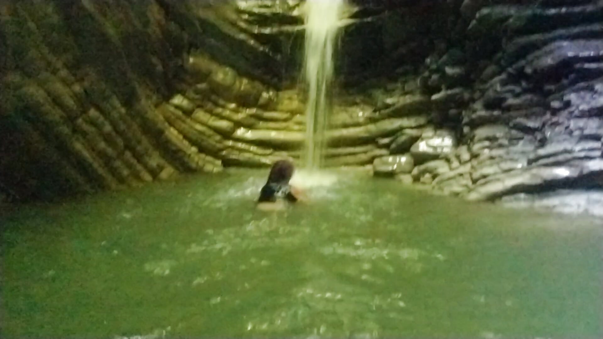 Swimming at waterfall in shirt and t-shirt... its cold but cool! - video by Alexa_Cosmic cam model