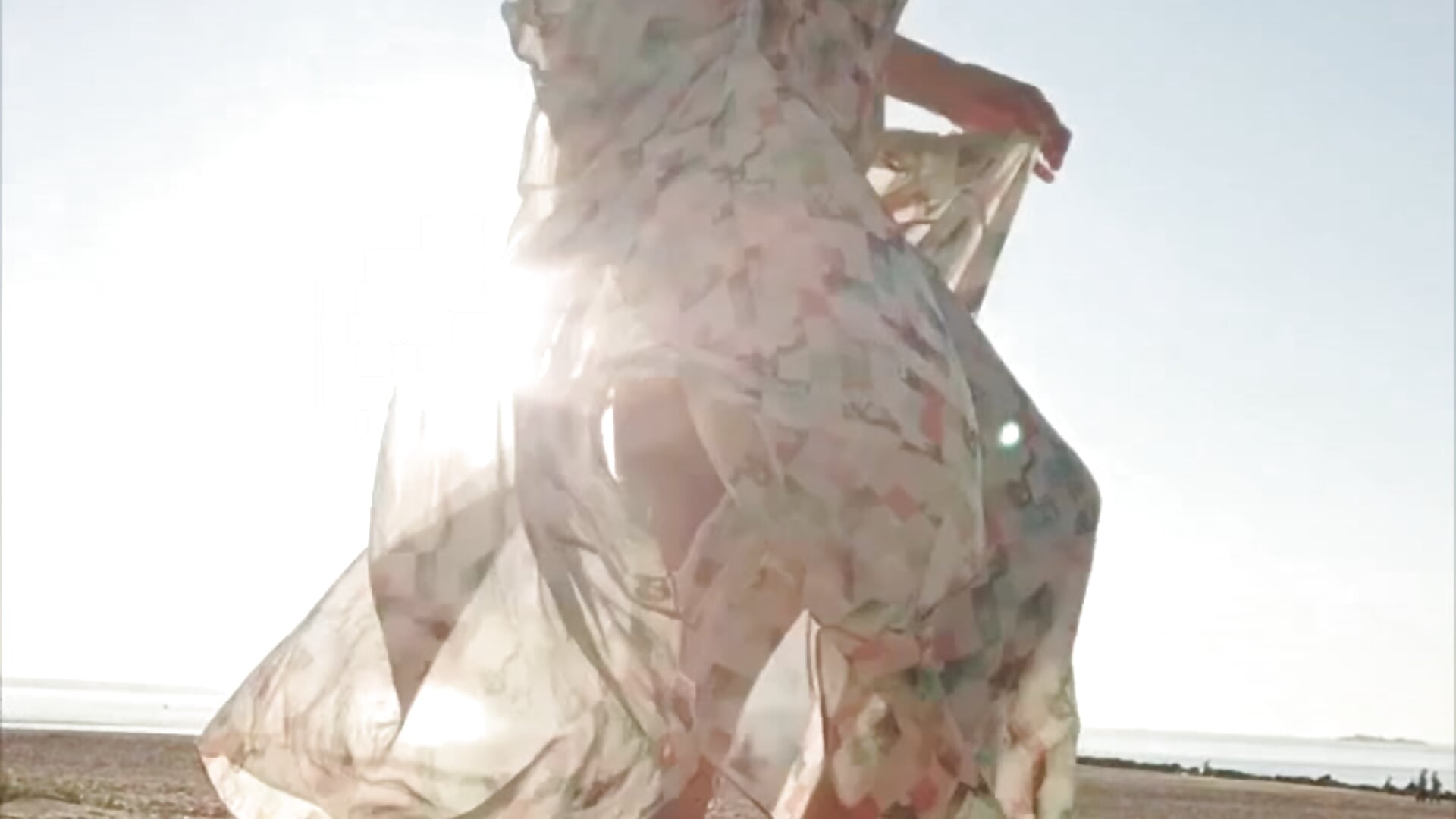 beach, sun, transparent dress