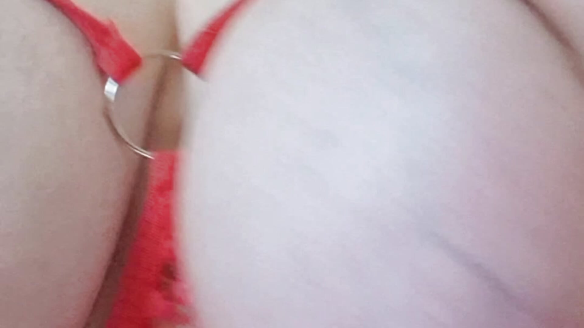 First time with man!!! Blowjob and cum on my tits on Christmas morning - video by TinniAngel cam model