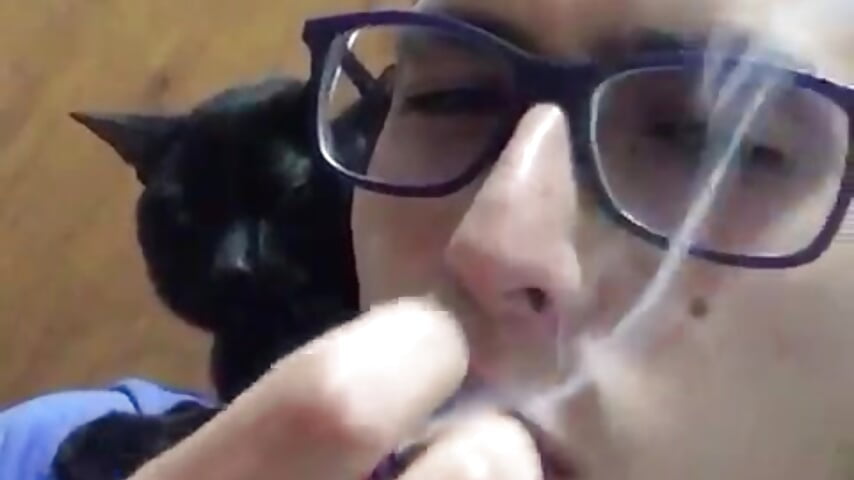 smoking with my cat - video by picisgrey cam model