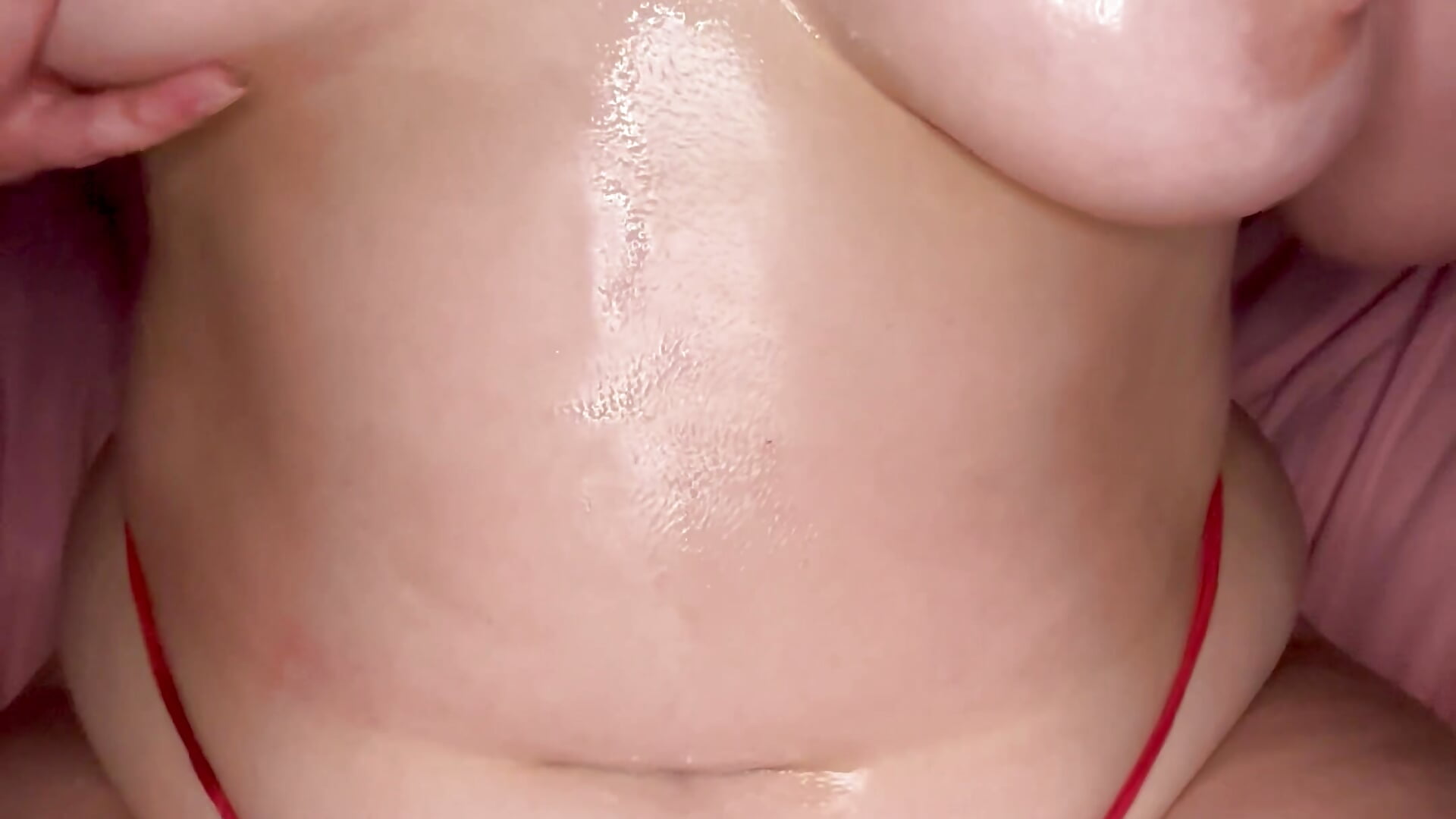 Oiling up my big soft tits