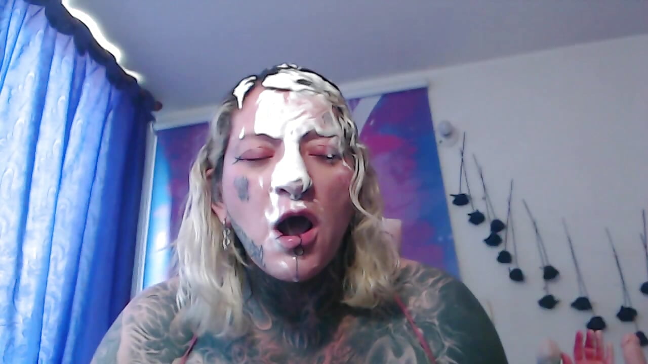 fake cum spray on my face while me gag  hardcore  PART 3 - video by SLOPPYTITSS cam model