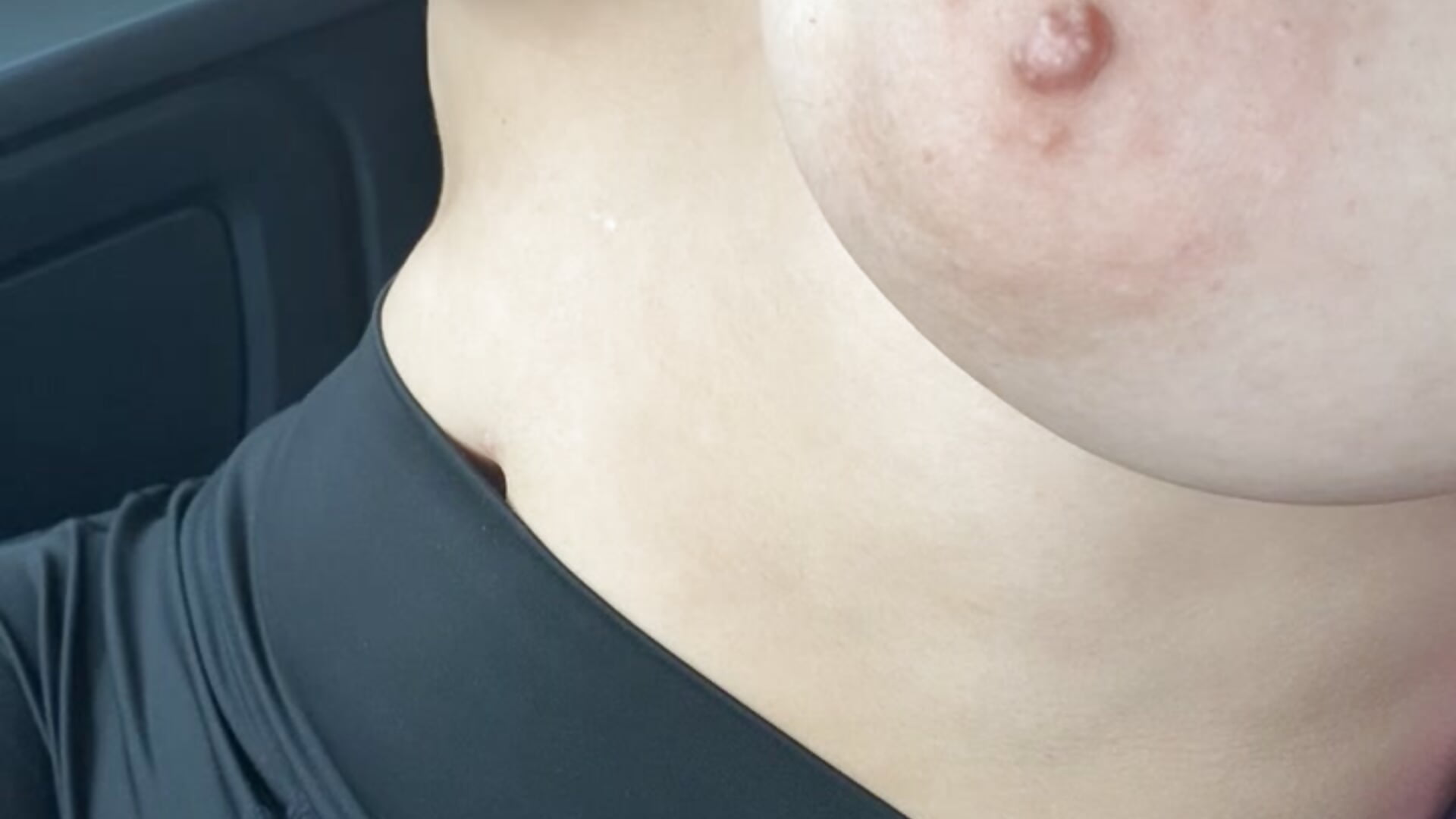 Flashing and Playing with tits in car