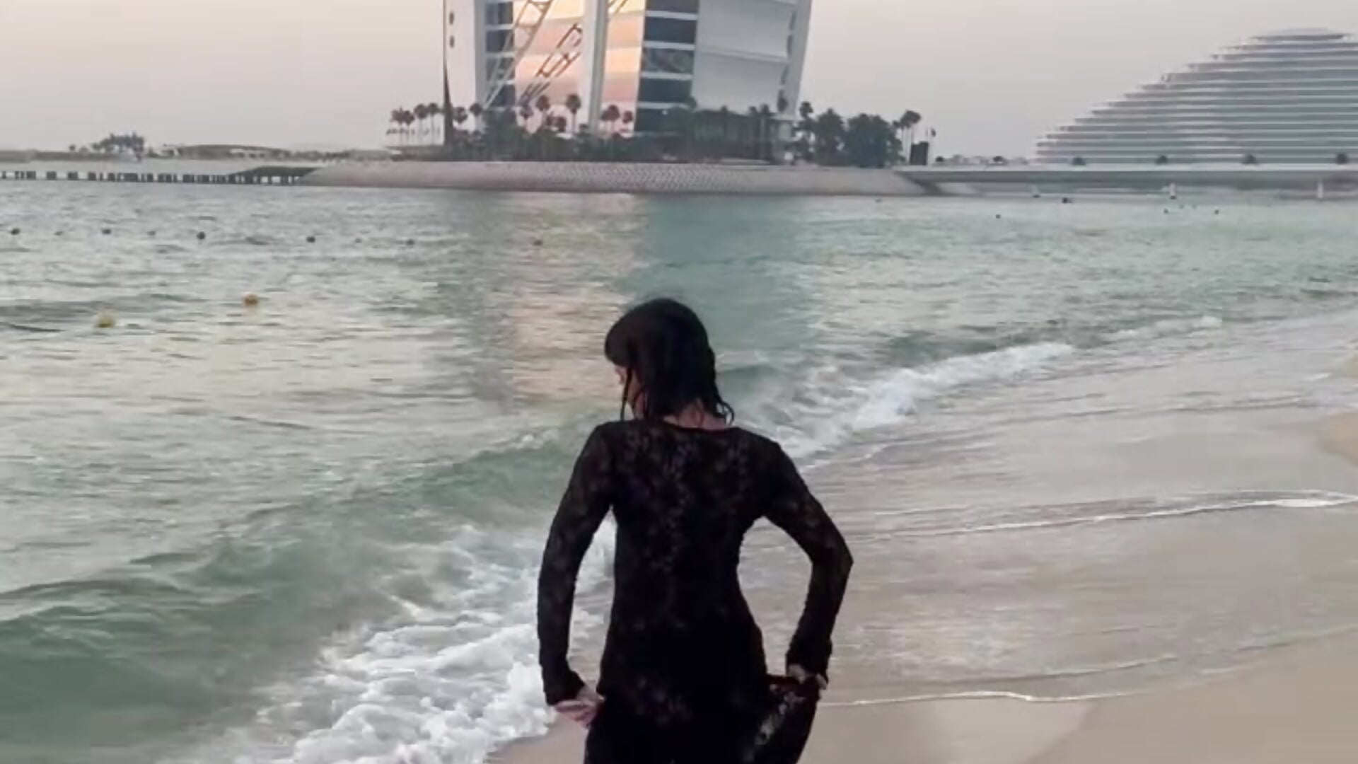 Black lace, warm waves, and me. The rest is off-camera.