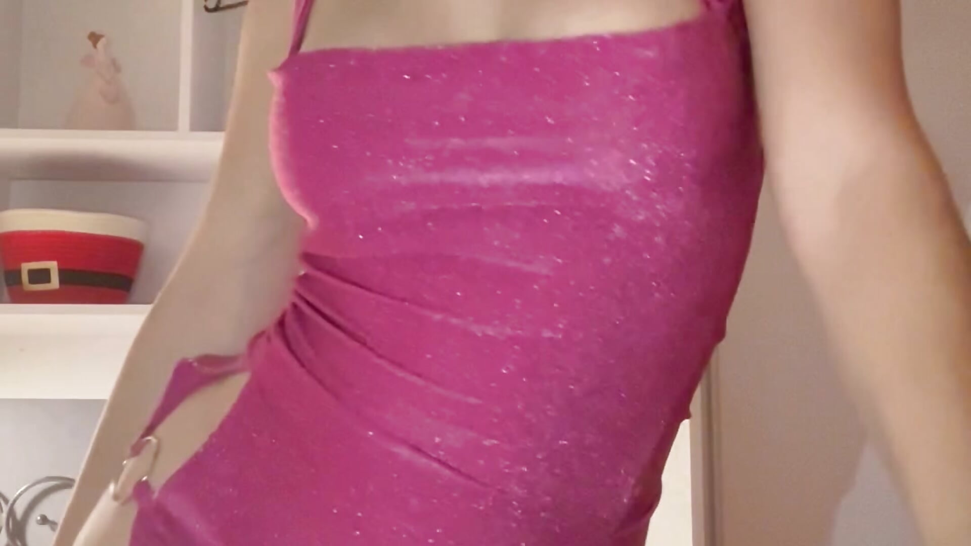 Teasing you in my pinky dress